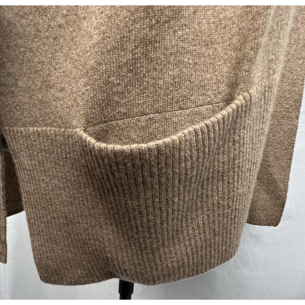 L.L.BEAN Women 2X 100% Cashmere Cardigan Sweater Camel Tan Open Front Pockets - Picture 4 of 12